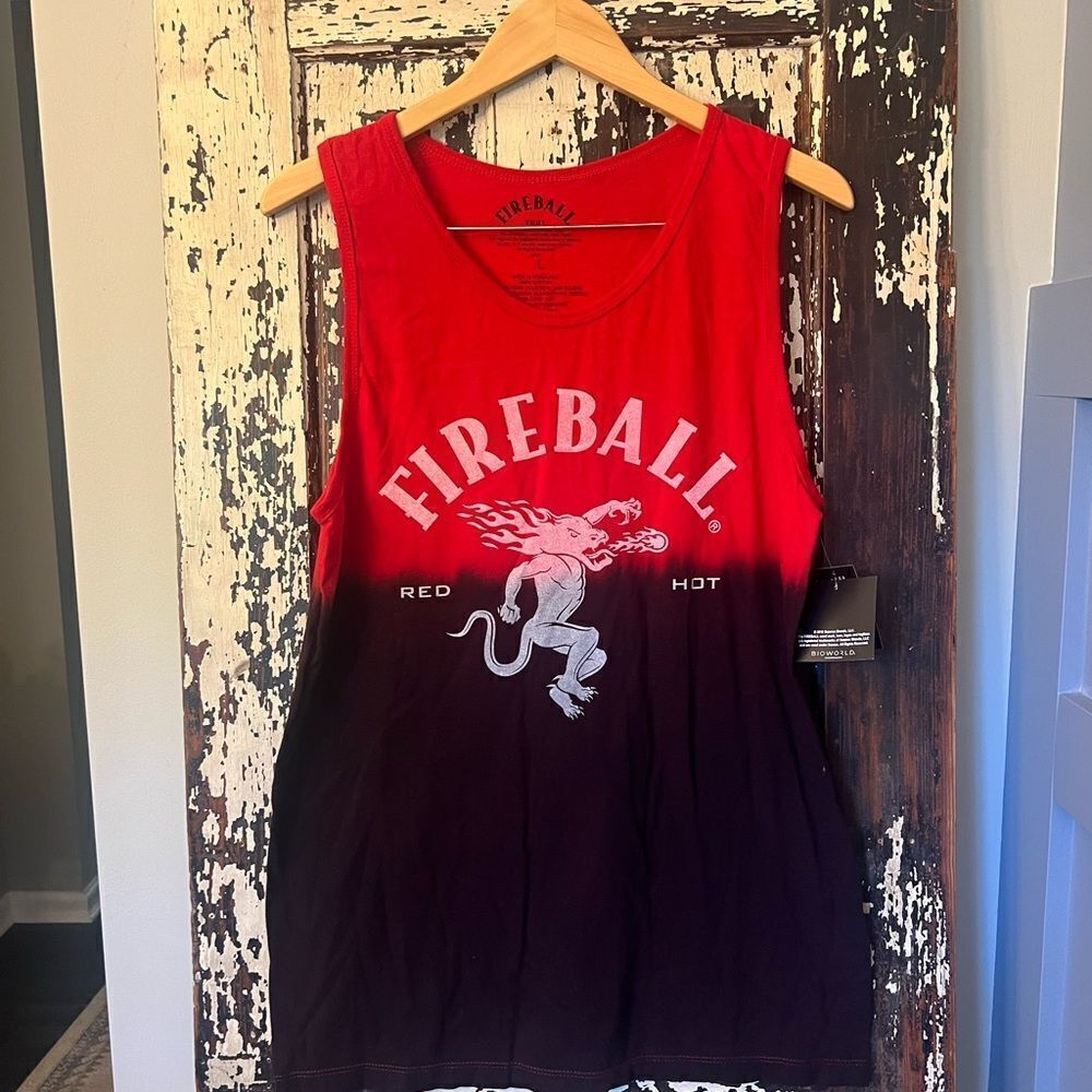 Fireball Whiskey Red and Black dip‎ die Tank Top size Large NWT
